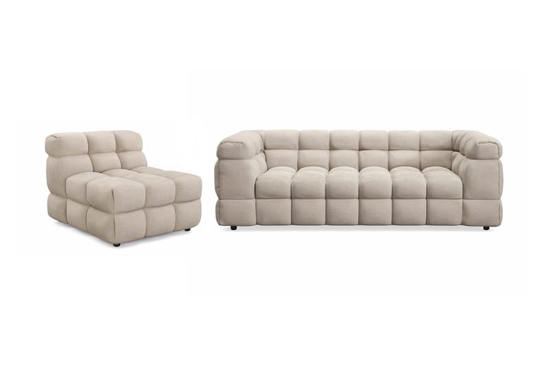 Elise Bubblig Soffgrupp 3-sits Soffa + Fåtölj - Beige - Products - Möbler - Soffa - Soffgrupp