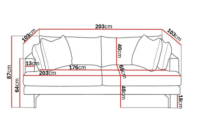 Menard 3-sits Djup Sammetssoffa 205 cm bred - Krämvit - Products - Möbler - Soffa - 3 sits soffa