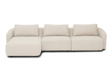 Milano 5-sits Rundad Vänstervänd L-soffa med Låg Rygg i Beige Boucle