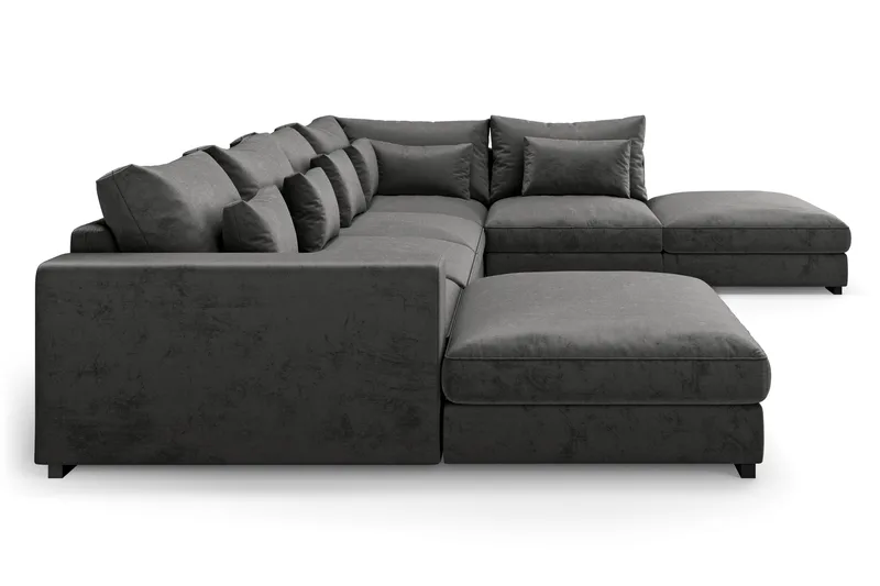 Dubai Stor U Soffa modul med Divan Vänster Sammet Extra djup - Mörkgrå - Products - Möbler - Soffa - Modulsoffa - Komplett modulsoffa