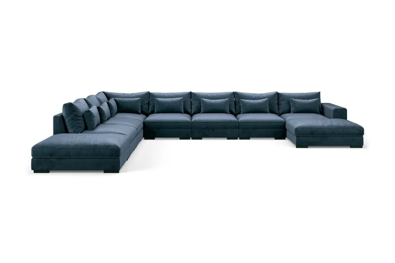 Dubai U-modulsoffa Large med Divan Höger Sammet Extra Djup - Blå - Products - Möbler - Soffa - Modulsoffa - Komplett modulsoffa