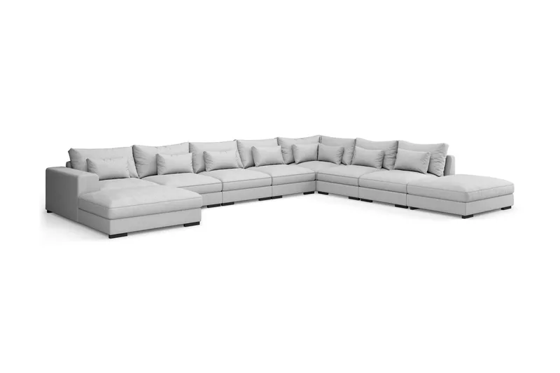 Dubai U-modulsoffa Large med Divan Vänster Extra Djup - Ljusgrå - Products - Möbler - Soffa - Modulsoffa - Komplett modulsoffa