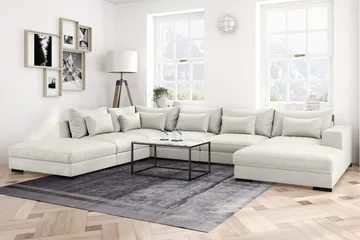 Dubai U-modulsoffa med Divan Höger Sammet - Vit - Products - Möbler - Soffa - Modulsoffa - Komplett modulsoffa