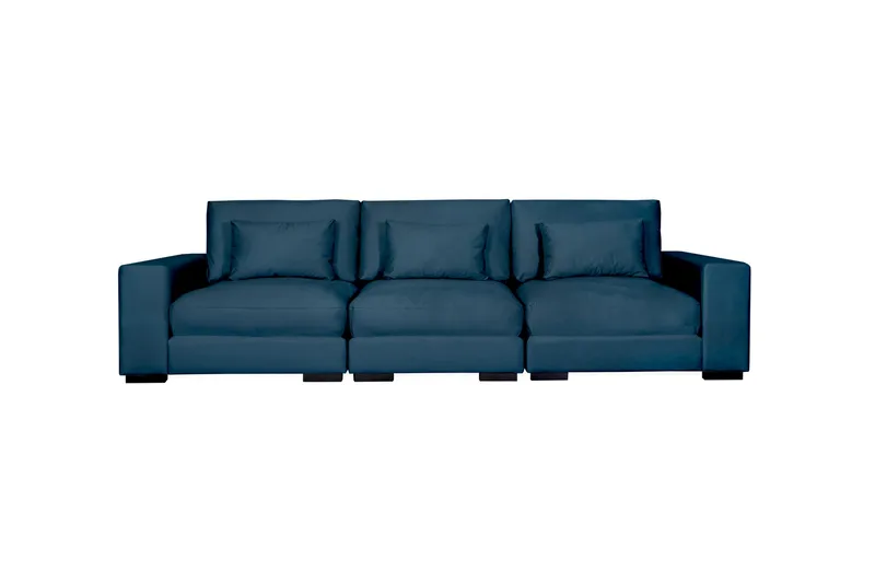 Dubai 3-sits soffa sammet Extra Djup - Blå - Products - Möbler - Soffa - Modulsoffa - Komplett modulsoffa
