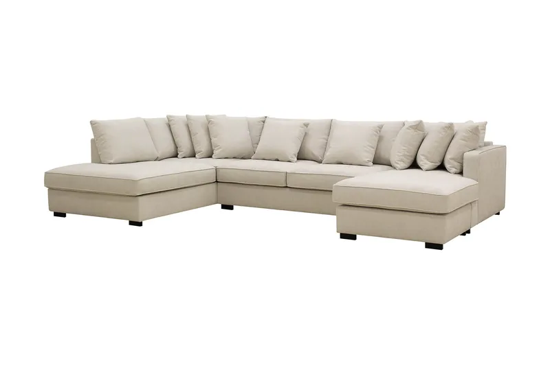 Rossita 5-sits Vänstervänd U-formad Djup Soffa med Divan och Schäslong i Tyg - Beige - Products - Möbler - Soffa - U-soffa
