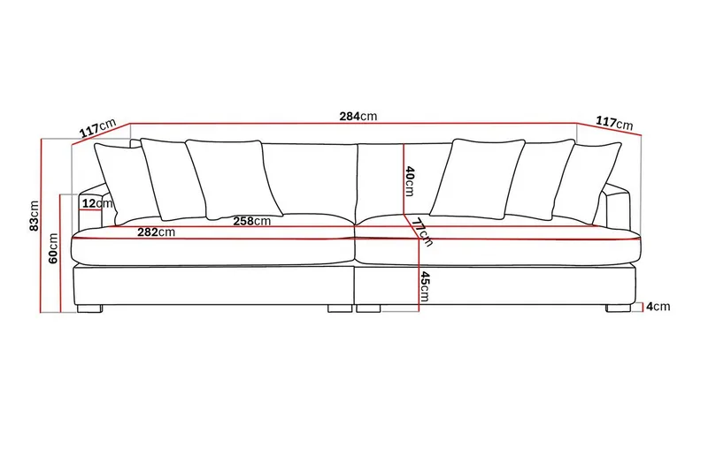 Rossita Lyx 4-sits Extra djup Soffa i Chenille - Beige - Products - Möbler - Soffa - 4 sits soffa