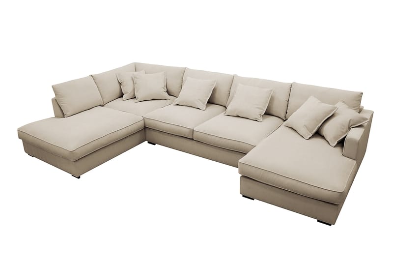 Rossita Lyx 5-sits Högervänd U-formad Extra djup Soffa med Divan och Schäslong i Manchester - Kräm - Products - Möbler - Soffa - U-soffa