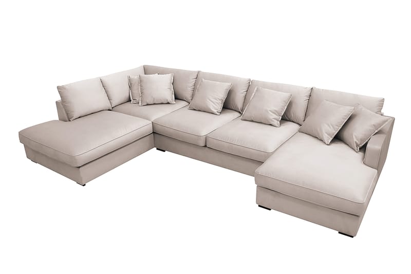 Rossita Lyx 5-sits Högervänd U-formad Extra djup Soffa med Divan och Schäslong i Sammet - Beige - Products - Möbler - Soffa - Sammetssoffa
