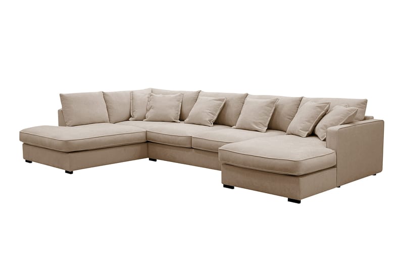 Rossita Lyx 5-sits Högervänd U-formad Extra djup Soffa med Divan och Schäslong i Tyg - Ljusbrun - Products - Möbler - Soffa - U-soffa
