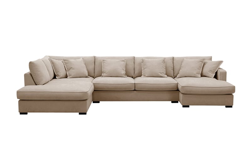 Rossita Lyx 5-sits Högervänd U-formad Extra djup Soffa med Divan och Schäslong i Tyg - Ljusbrun - Products - Möbler - Soffa - U-soffa