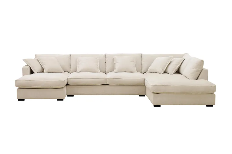 Rossita Lyx 5-sits Vänstervänd U-formad Extra djup Soffa med Divan och Schäslong i Chenille - Beige - Products - Möbler - Soffa - U-soffa
