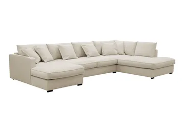 Rossita Lyx 5-sits Vänstervänd U-formad Extra djup Soffa med Divan och Schäslong i Tyg - Beige - Products - Möbler - Soffa - U-soffa