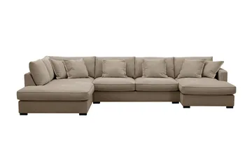 Rossita Lyx 5-sits Vänstervänd U-formad Extra djup Soffa med Divan och Schäslong i Tyg, Brun