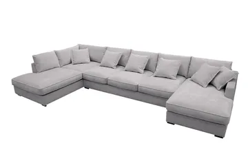 Rossita Lyx 6-sits Högervänd U-formad Extra djup Soffa med Divan och Schäslong i Chenille - Grå - Products - Möbler - Soffa - U-soffa