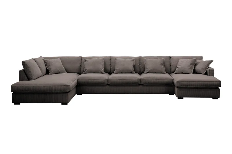 Rossita Lyx 6-sits Högervänd U-formad Extra djup Soffa med Divan och Schäslong i Manchester, Brun
