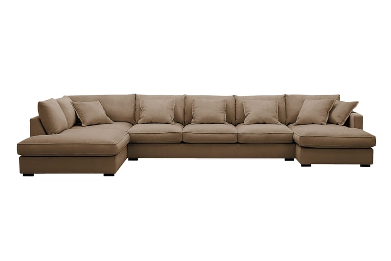 Rossita Lyx 6-sits Högervänd U-formad Extra djup Soffa med Divan och Schäslong i Manchester - Ljusbrun - Products - Möbler - Soffa - U-soffa