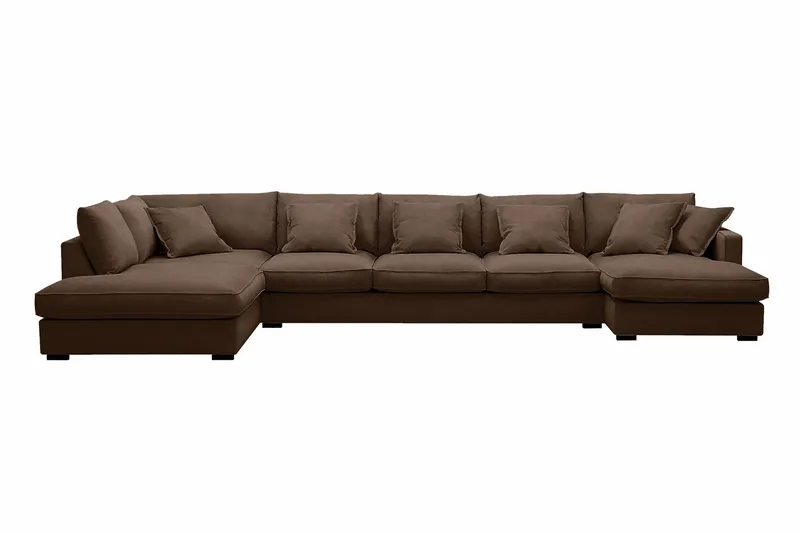 Rossita Lyx 6-sits Högervänd U-formad Extra djup Soffa med Divan och Schäslong i Manchester - Mörkbrun - Products - Möbler - Soffa - U-soffa