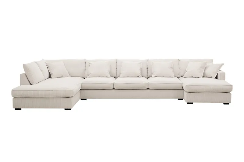 Rossita Lyx 6-sits Högervänd U-formad Extra djup Soffa med Divan och Schäslong i Manchester - Naturvit - Products - Möbler - Soffa - U-soffa