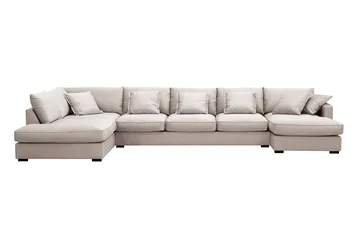 Rossita Lyx 6-sits Högervänd U-formad Extra djup Soffa med Divan och Schäslong i Sammet - Beige - Products - Möbler - Soffa - Sammetssoffa