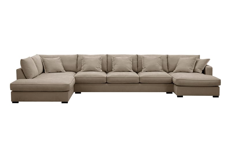 Rossita Lyx 6-sits Högervänd U-formad Extra djup Soffa med Divan och Schäslong i Tyg - Brun - Products - Möbler - Soffa - U-soffa