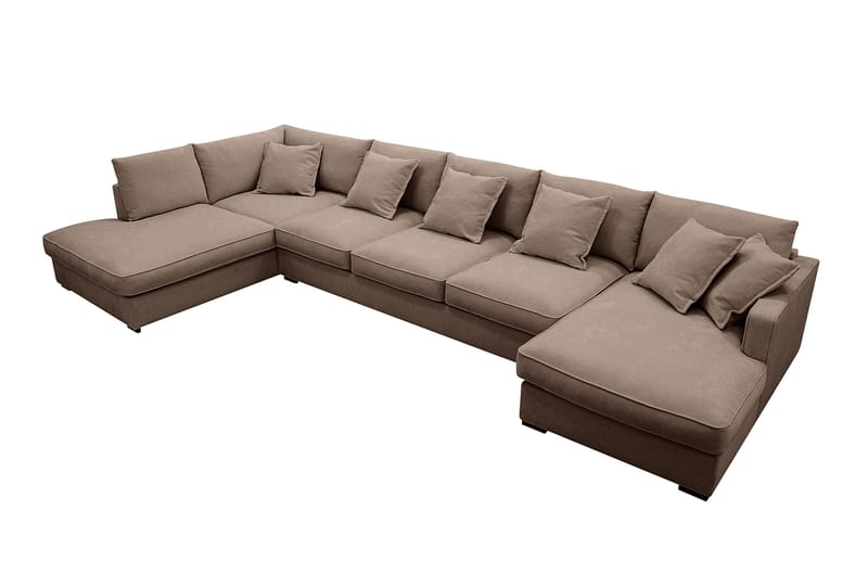 Rossita Lyx 6-sits Högervänd U-formad Extra djup Soffa med Divan och Schäslong i Tyg - Mörkbrun - Products - Möbler - Soffa - U-soffa