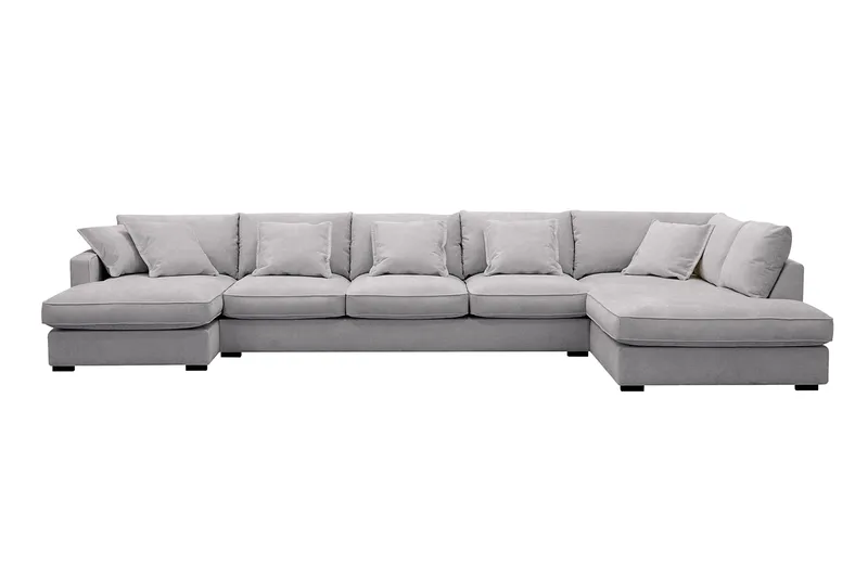 Rossita Lyx 6-sits Vänstervänd U-formad Extra djup Soffa med Divan och Schäslong i Chenille - Grå - Products - Möbler - Soffa - U-soffa