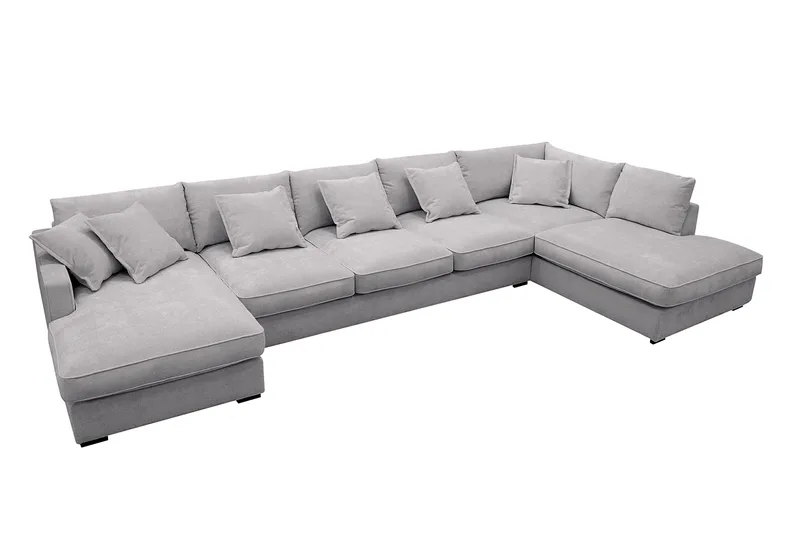 Rossita Lyx 6-sits Vänstervänd U-formad Extra djup Soffa med Divan och Schäslong i Chenille - Grå - Products - Möbler - Soffa - U-soffa