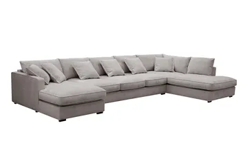 Rossita Lyx 6-sits Vänstervänd U-formad Extra djup Soffa med Divan och Schäslong i Chenille - Grå/Brun - Products - Möbler - Soffa - U-soffa