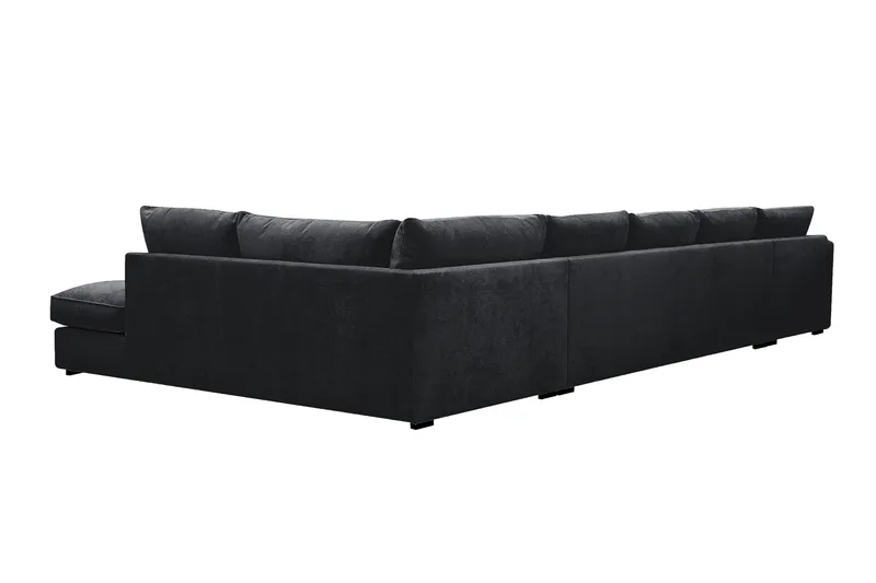 Rossita Lyx 6-sits Vänstervänd U-formad Extra djup Soffa med Divan och Schäslong i Chenille - Svart - Products - Möbler - Soffa - U-soffa