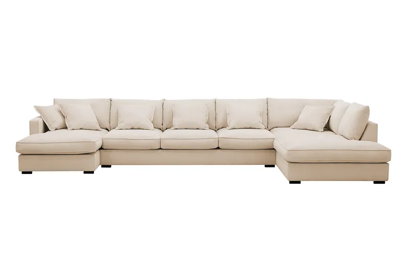 Rossita Lyx 6-sits Vänstervänd U-formad Extra djup Soffa med Divan och Schäslong i Manchester - Beige - Products - Möbler - Soffa - U-soffa