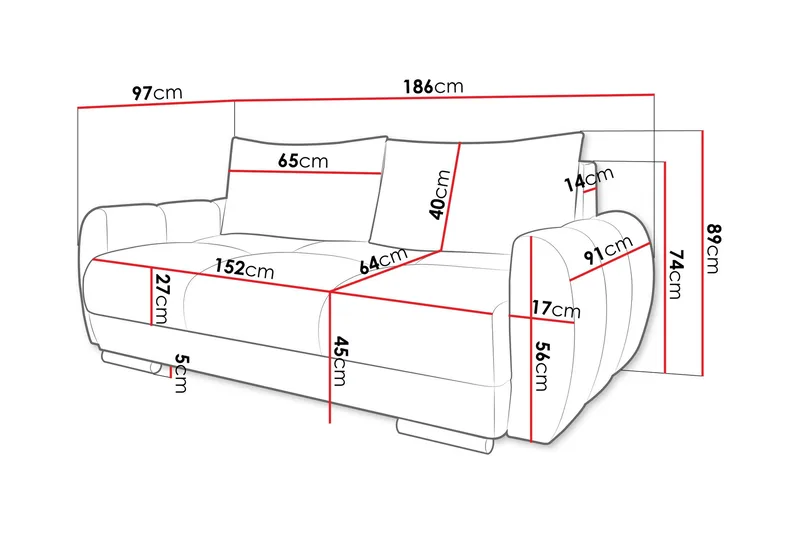 Simerly Soffa 3-sits - Orange - Products - Möbler - Soffa - 3 sits soffa