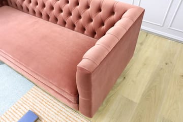 Toto 3-sits rosa soffa med guldiga ben - Rosa - Products - Möbler - Soffa - Sammetssoffa