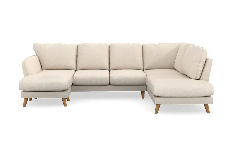 Trend Lyx 4-sits Högervänd U-formad Soffa med Divan och Schäslong i Manchester, Beige