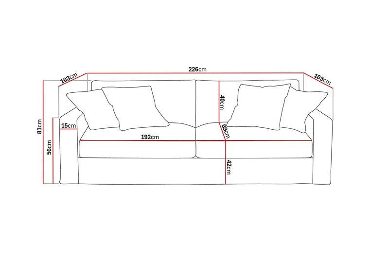 Valencia Extra Djup 3-sits Soffa med avtagbar och tvättbar klädsel - Rostbrun - Products - Möbler - Soffa - 3 sits soffa