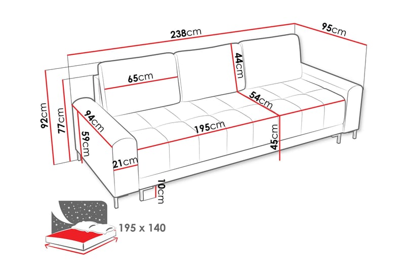 Vilshult Soffa 3-sits - Grå - Products - Möbler - Soffa - 3 sits soffa