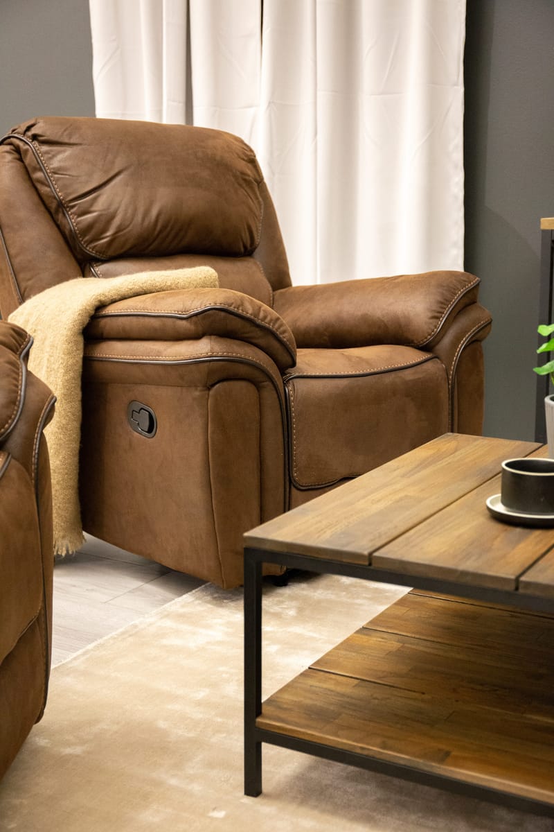 Reclinerfåtölj brun (Mikrofiber) - Riverdale - Brun - Products - Möbler - Fåtölj & stolar - Fåtölj - Biofåtölj & reclinerfåtölj