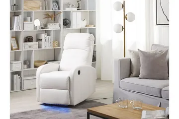 Virrat Fåtölj LED-belysning + USB-port - Vit - Products - Möbler - Fåtölj & stolar - Fåtölj - Biofåtölj & reclinerfåtölj