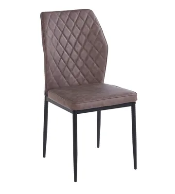 Inez matstol i brunt vintage konstläder med svarta ben - Brun - Products - Möbler - Fåtölj & stolar - Matstol & köksstol