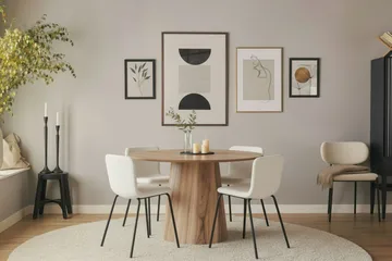 Katy Matstol - Vit Bouclé / Metallben Svart - Products - Möbler - Fåtölj & stolar - Matstol & köksstol