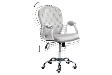 Kontorsstol med kristaller Princess Grå/Silver/Svart - Grå/Silver/Svart - Products - Möbler - Fåtölj & stolar - Kontorsstol & skrivbordsstol