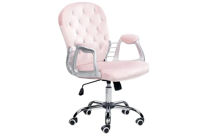 Kontorsstol med kristaller Princess Pastellrosa/Silver/Svart, Pastellrosa/Silver/Svart