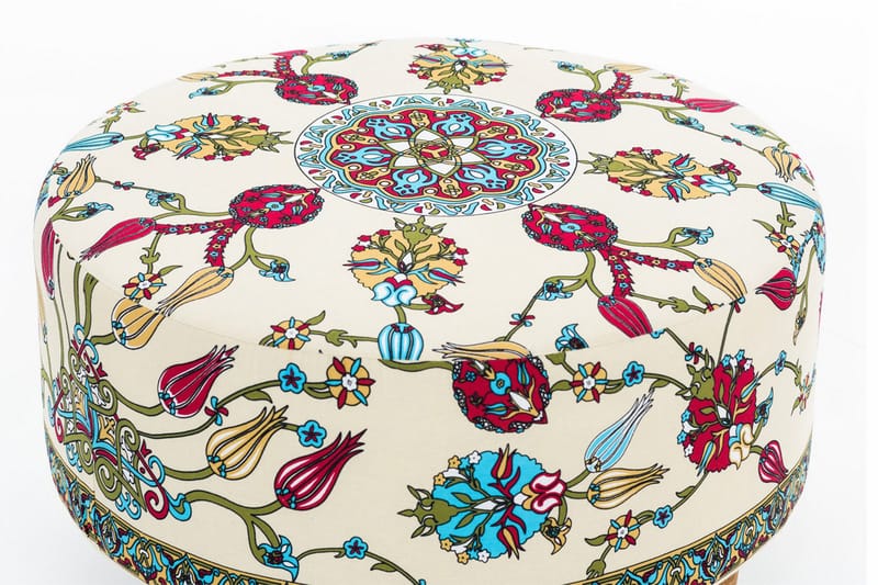 Cerasolo Sittpuff Rund - Sammet/Beige/Röd/Natur - Products - Möbler - Fåtölj & stolar - Pall & puff - Sittpuff