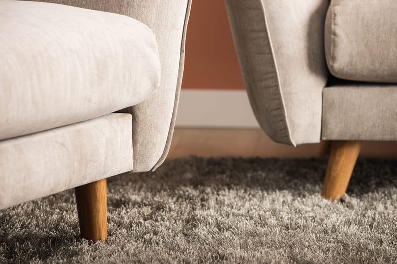 Trend Lyx Fotpall - Beige/Ek - Products - Möbler - Fåtölj & stolar - Pall & puff - Fotpallar
