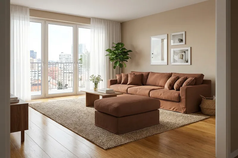 Valencia Fotpall med avtagbar och tvättbar klädsel - Rostbrun - Products - Möbler - Fåtölj & stolar - Pall & puff - Fotpallar