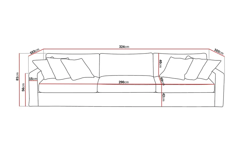 Valencia Extra Djup 5-sits Soffa med avtagbar och tvättbar klädsel - Brun - Products - Möbler - Soffa