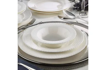 Adine Middagsservis 24 Delar Porslin - Vit - Products - Servering & matlagning - Porslin