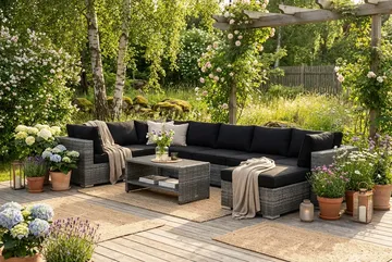Bahamas Hörnmodul utomhus i konstrotting - Grå - Products - Utemöbler & utemiljö - Övrigt utemöbler - Moduler utesoffa