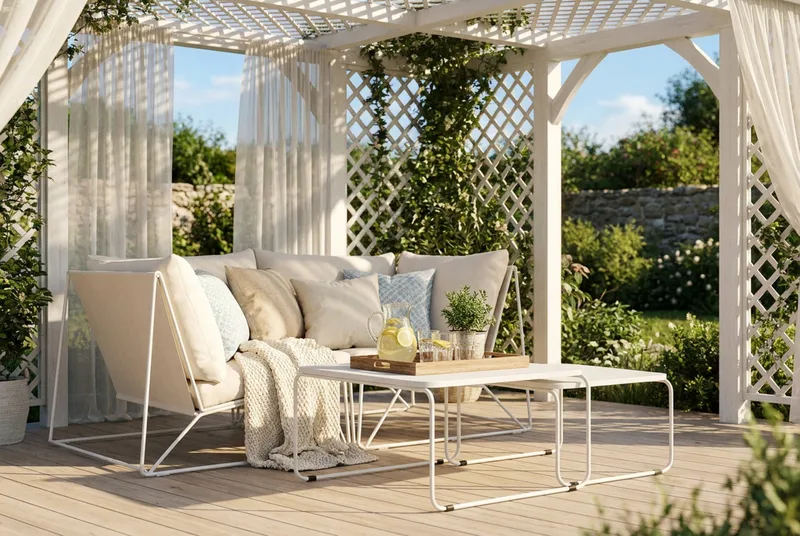 Usteryd hörnmodul utomhus i järn med vattenavisande dyna i beige - Beige - Products - Utemöbler & utemiljö - Övrigt utemöbler - Moduler utesoffa