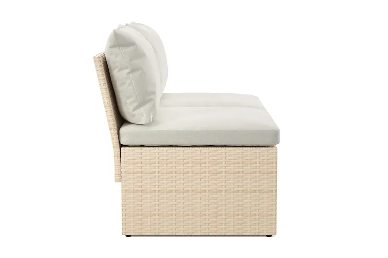 Bahamas Liten Balkongsoffa med dynor och pallar i konstrotting - Beige - Products - Utemöbler & utemiljö - Balkong & altan - Balkongmöbler - Balkongsoffa