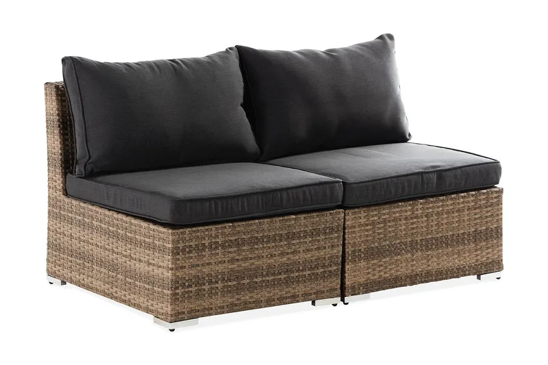 Wisconsin Premium 2-sits Loungesoffa utomhus – Utesoffa i Konstrotting för balkong - Sand Beige / Svarta dynor - Products - Utemöbler & utemiljö - Balkong & altan - Balkongmöbler - Balkongsoffa